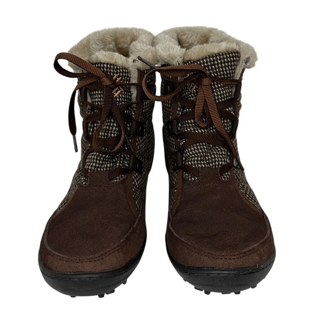 Columbia Waterproof Thermal Reflective Suede Faux‎ Fur Boots Size 10.5 Brown